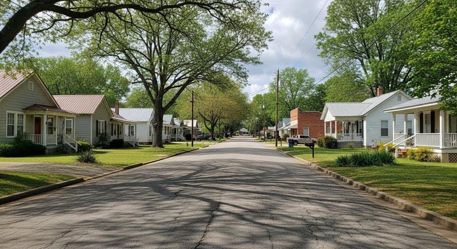 Rural residential area in New Hope, east Madison County Alabama
